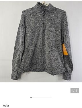 Avia Half Zip Sweatshirt Space Dye Dyed Marled Scramble Print Long Sleeve NWT M